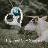 Sterling Silver Highland Cow Pendant Necklace