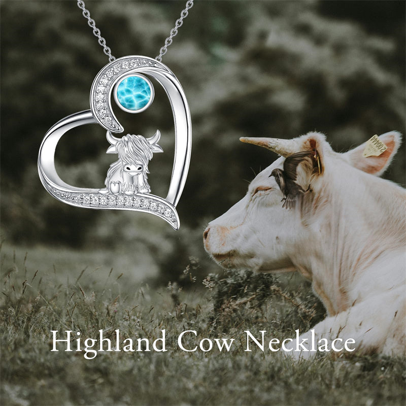 Sterling Silver Highland Cow Pendant Necklace