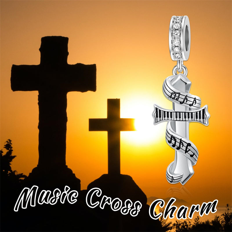 Sterling Silver Cubic Zirconia Music Charm Bead