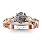 Sterling Silver 10K 14K 18K Personalized Engraved 1 Carat  Round Birthstone Engagement Ring