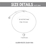 14k Gold Puff Heart Single Layer Anklet