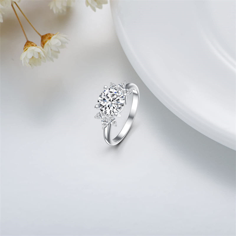 Sterling Silver Personalized Engraved Moissanite Engagement Wedding Anniversary Ring