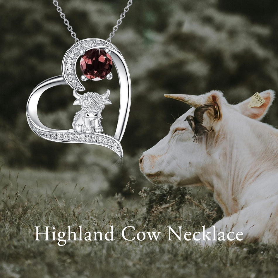 Sterling Silver Highland Cow Pendant Necklace
