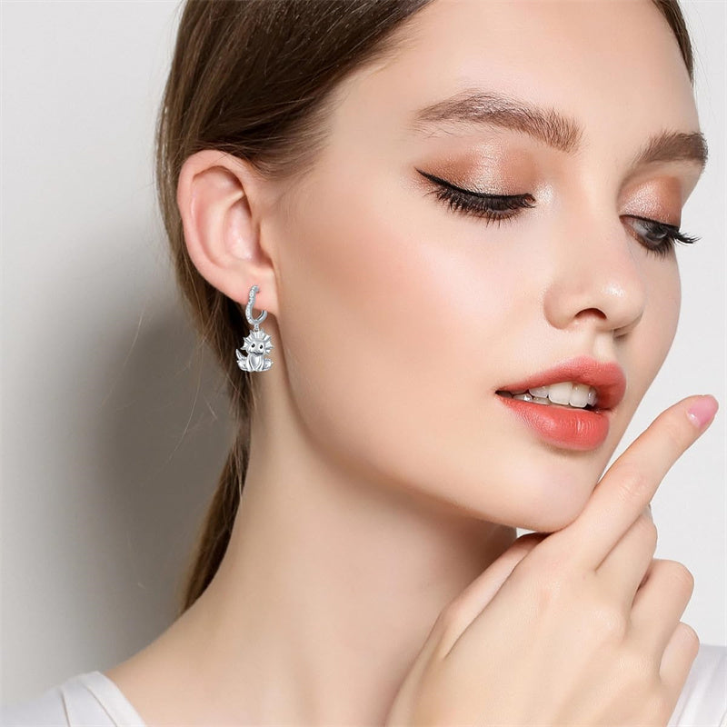 Sterling Silver Dinosaur Hoop Earrings