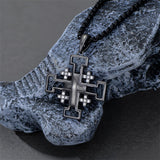 Sterling Silver Jerusalem Cross Pendant Necklace for Men