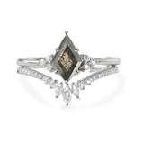 Sterling Silver 10K 14K 18K Gold Kite Cut Gemstone Wedding Ring Set