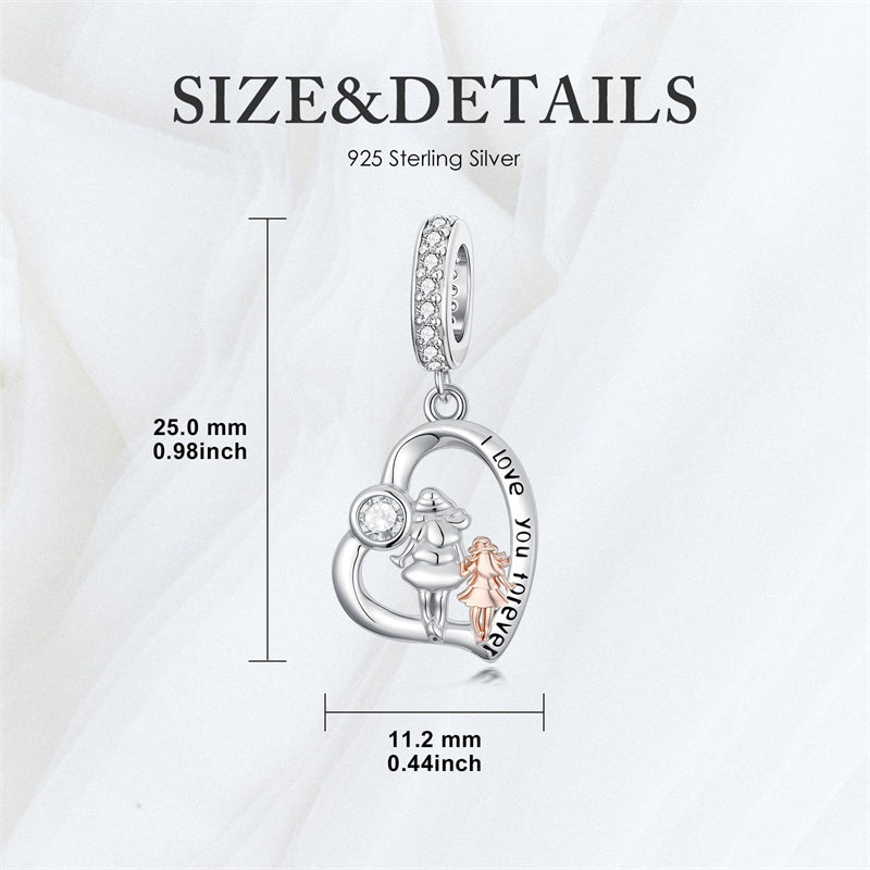 Sterling Silver Father Daughter Mother Daughter Charm Beads