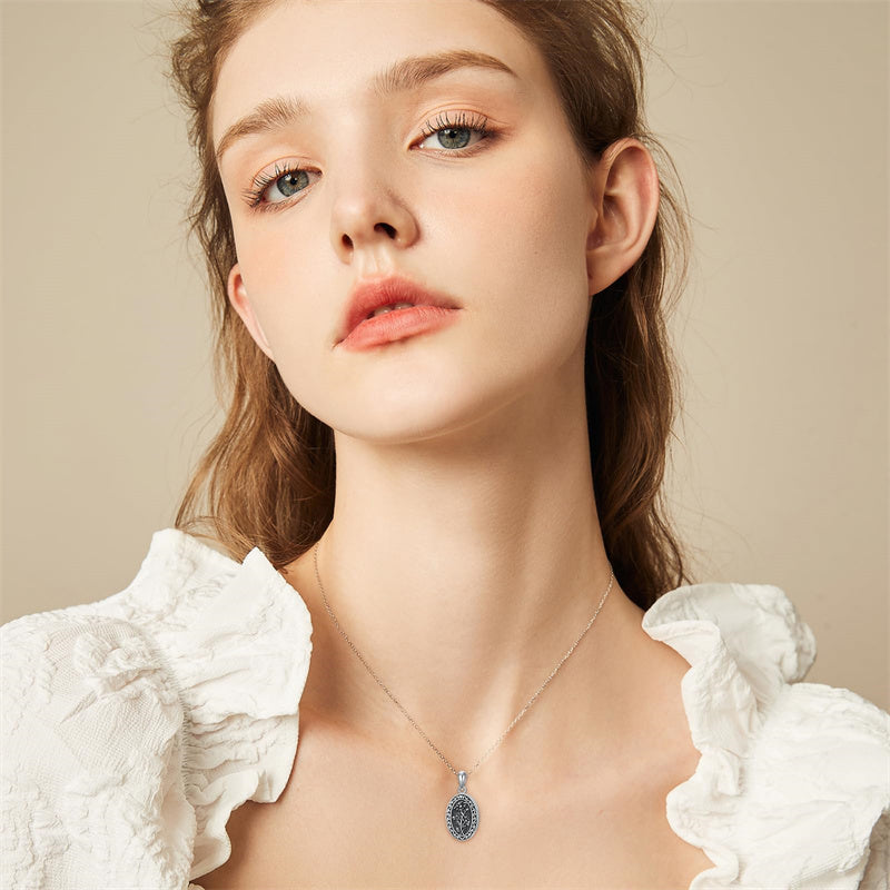 Sterling Silver Personalized Photo 12 Month Birth Flower Pendant Necklace