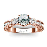 Sterling Silver 10K 14K 18K Personalized Engraved 1 Carat  Round Birthstone Engagement Ring