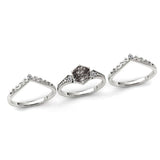 Sterling Silver 10K 14K 18K Personalized Engraved 2CT Natural Black Rutilated Quartz Engagement Ring Set