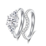 Sterling Silver Moissanite Wedding Ring Set for Women