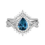 Sterling Silver 10K 14K 18K Gold  Pear Shaped Gemstone Engagement Rings Set