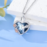 Sterling Silver Crystal Hummingbird Urn Necklace for Ashes