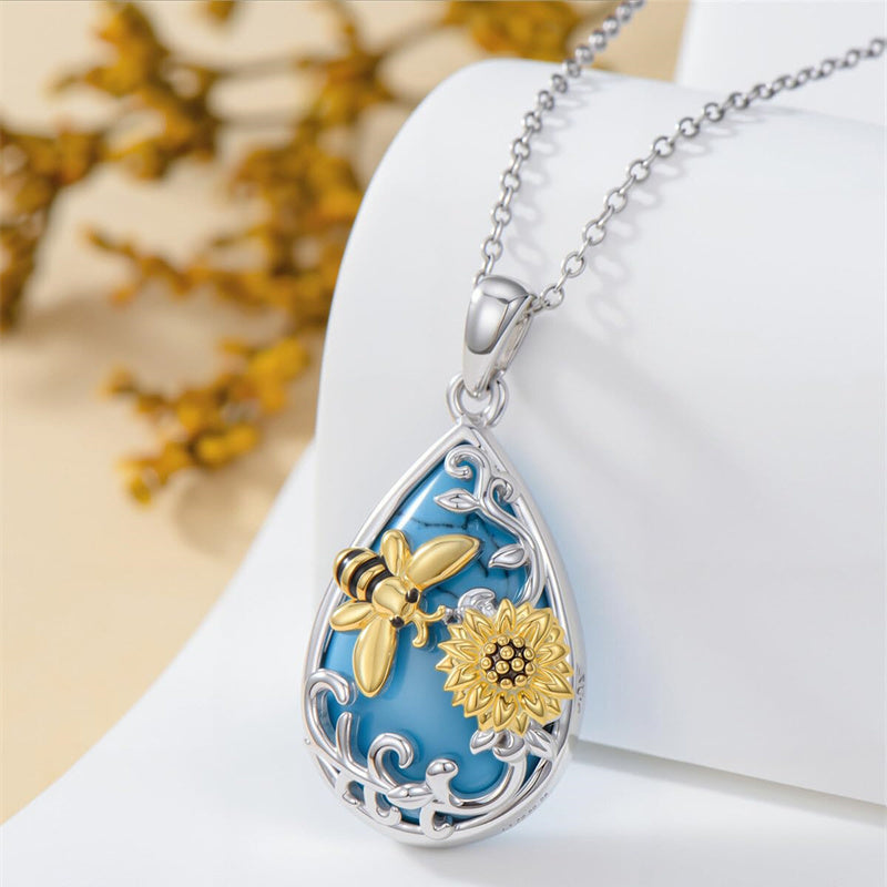 Sterling Silver Turquoise Butterfly Dragonfly Bee Hummingbird Ladybug Pendant Necklace