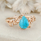 Sterling Silver 10K 14K 18K  Gold Pear Gemstone Vintage Engagement Wedding Promise Anniversary Ring