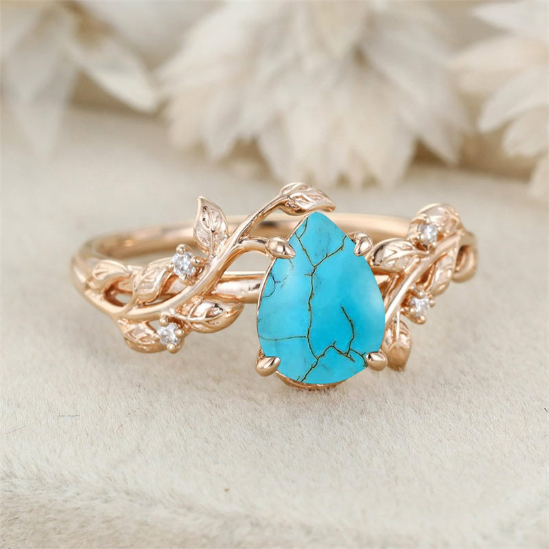 Sterling Silver 10K 14K 18K  Gold Pear Gemstone Vintage Engagement Wedding Promise Anniversary Ring