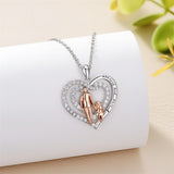 Sterling Silver Initial Father-Daughter Pendant Necklace Engraved with I Love You Forever