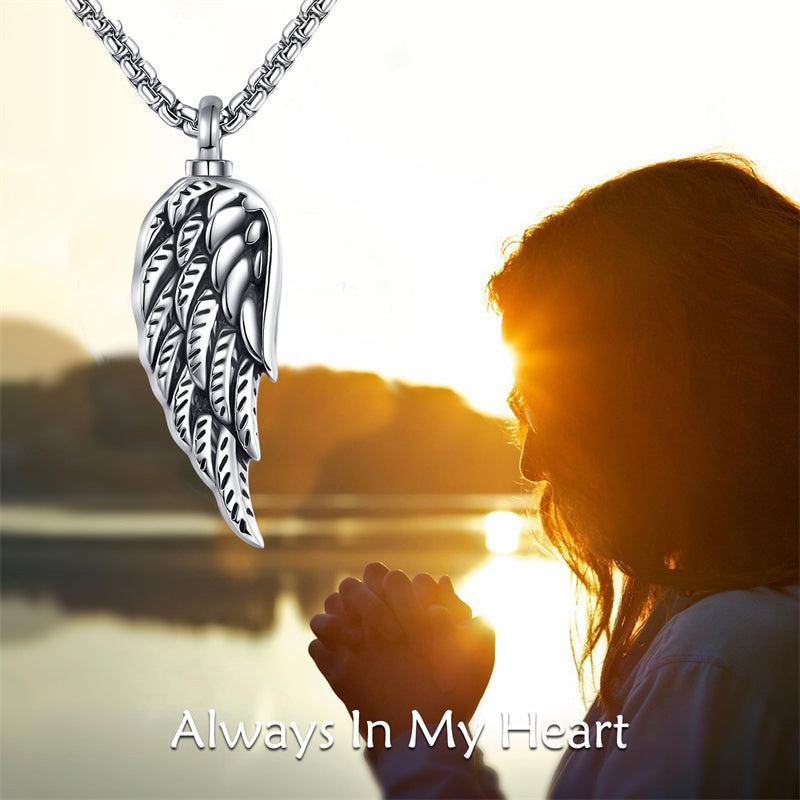 Sterling Silver Angel Wing Urn Necklace for Ashes