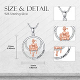 Sterling Silver Mother Daughter Pendant Necklace Engraved with Love You