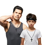 Stainless Steel Bible Verse Cross Necklace for Men with Cuban Chain