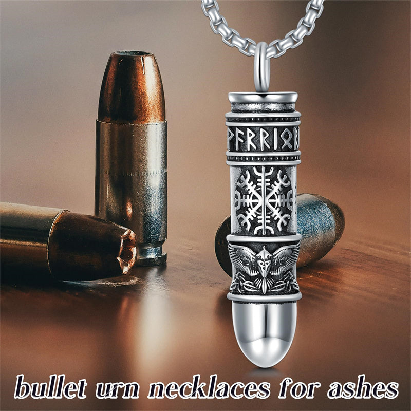 Sterling Silver Bear Lion Eagle Compass Tree of Life Bullet Urn Necklaces for Ashes