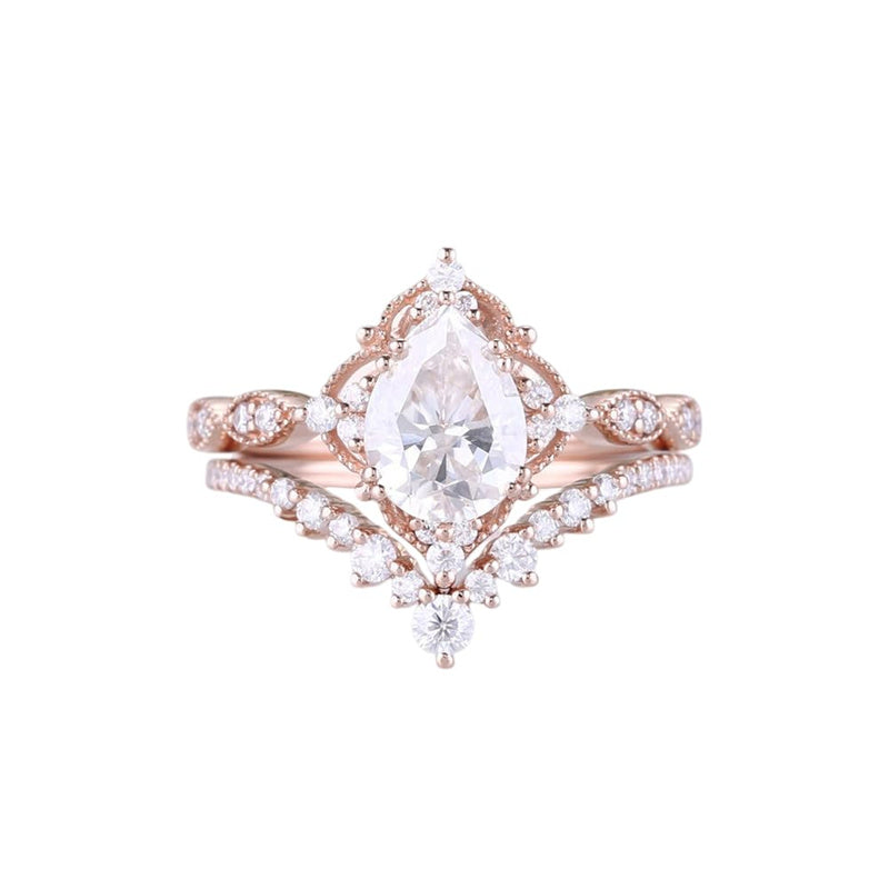 Sterling Silver 10K 14K 18K Gold Pear Shaped Gemstone Engagement Ring