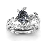 Sterling Silver 10K 14K 18K Gold 1ct Pear Shaped Gemstone Gemstone Engagement Ring Wedding Ring Sets
