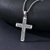 Sterling Silver Cross Christian Pendant Necklace for Men