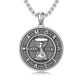 Sterling Silver Memento Mori Gothic Skull Amulet Pendant Necklace for Men