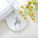 Sterling Silver 10K 14K 18K Gold Personalized Engraved Diamond Couples Rings Wedding Band Sets