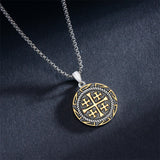 Sterling Silver Jerusalem Cross Pendant Necklace for Men