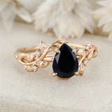 Sterling Silver 10K 14K 18K  Gold Pear Gemstone Vintage Engagement Wedding Promise Anniversary Ring