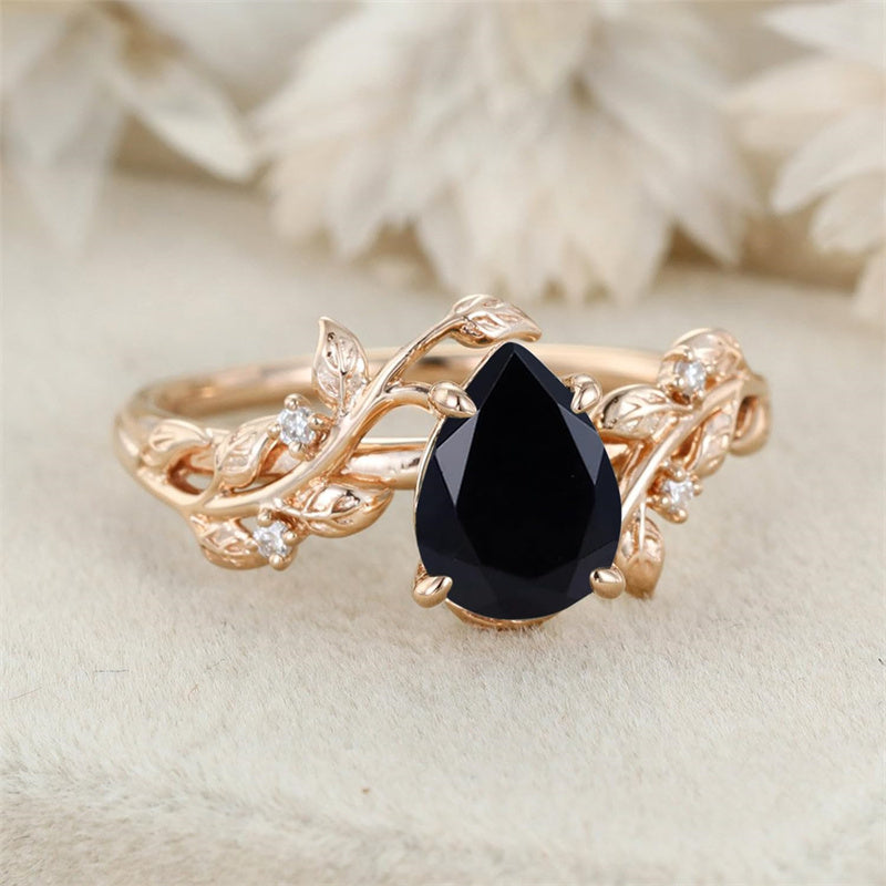 Sterling Silver 10K 14K 18K  Gold Pear Gemstone Vintage Engagement Wedding Promise Anniversary Ring