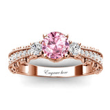 Sterling Silver 10K 14K 18K Personalized Engraved 1 Carat  Round Birthstone Engagement Ring