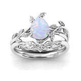Sterling Silver 10K 14K 18K Gold 1ct Pear Shaped Gemstone Gemstone Engagement Ring Wedding Ring Sets