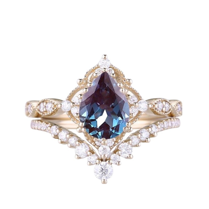 Sterling Silver 10K 14K 18K Gold Pear Shaped Gemstone Engagement Ring