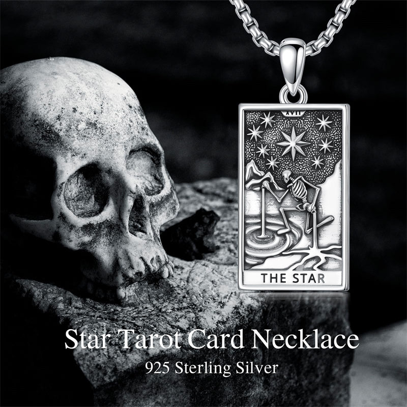Sterling Silve Sun Moon Star Strength Lovers Death Devil Fool Tarot Card Pendant Necklace