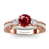 Sterling Silver 10K 14K 18K Personalized Engraved 1 Carat  Round Birthstone Engagement Ring