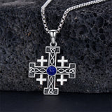 Sterling Silver Jerusalem Cross Pendant Necklace for Men