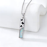 Sterling Silver  Opal Personalized Engraved Bar Pet  Butterfly Dragonfly Tree of Life  Urn Necklace for Ashes