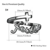 Sterling Silver Adjustable Cross Inspirational Ring With Engraved
