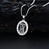 Sterling Silver Aztec Lion Cross Pendant Necklace