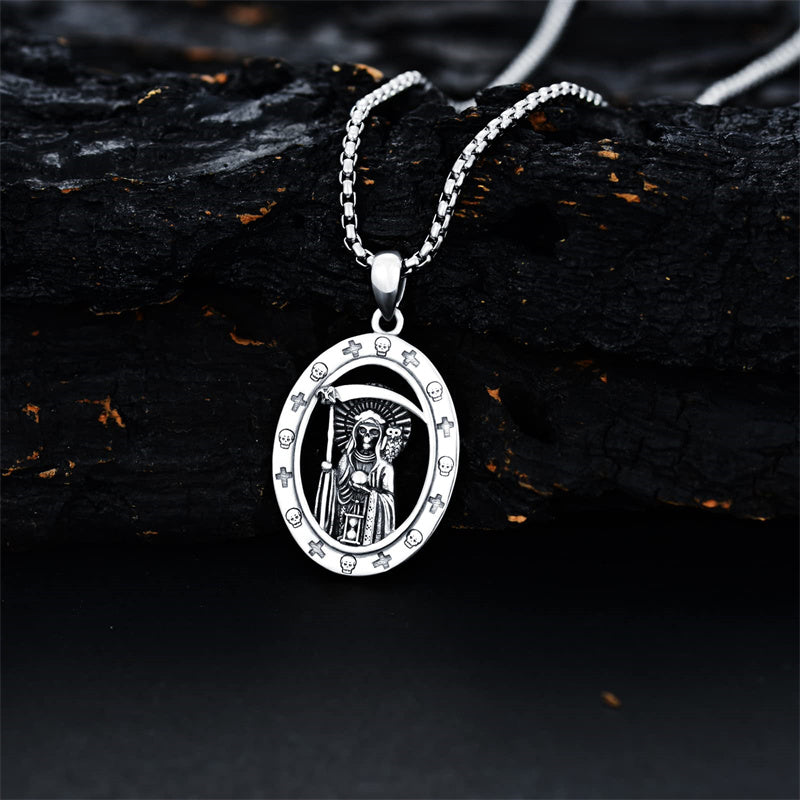 Sterling Silver Aztec Lion Cross Pendant Necklace