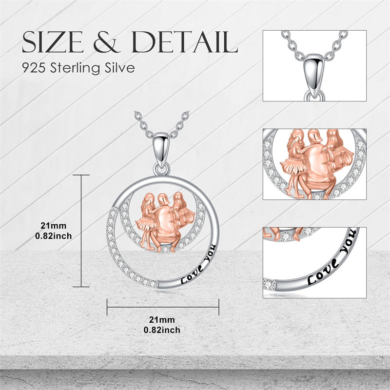 Sterling Silver Father-Daughter Pendant Necklace Engraved with Love You