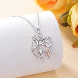 Sterling Silver Anatomical Heart Father Mother Daughter Sister Mother Daughter Pendant Necklace