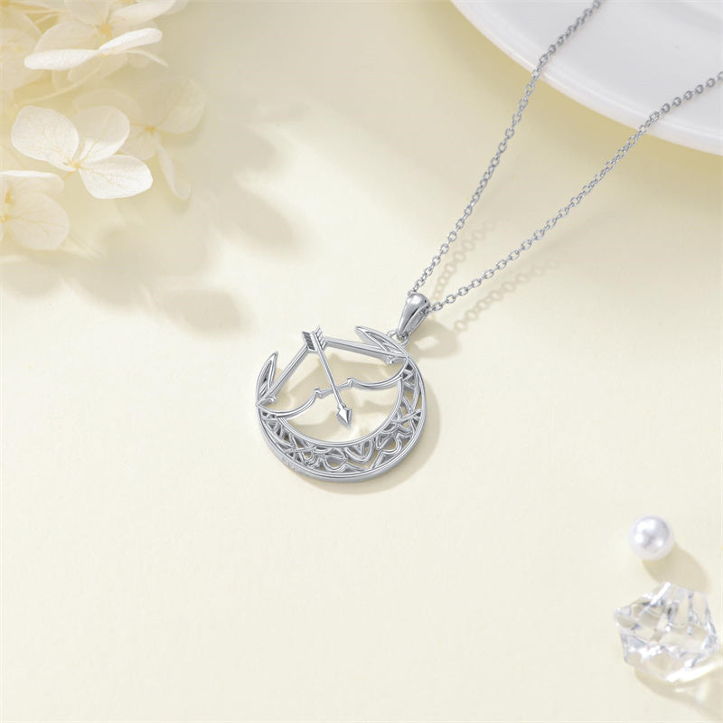 Sterling Silver Bow and Arrow Artemis Pendant Necklace
