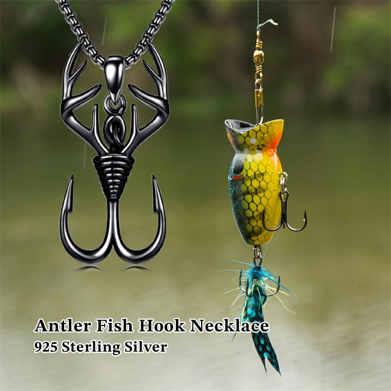 Sterling Silver Antler Pendant Necklace for Men