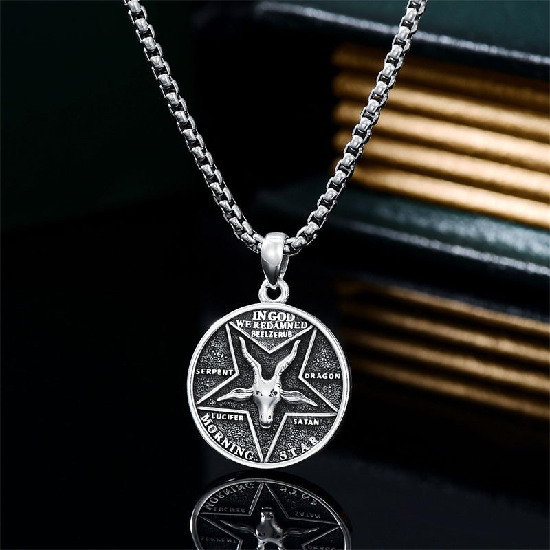 Sterling Silver Aztec Lion Cross Pendant Necklace