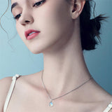 Sterling Silver Moonstone Father-Daughter Pendant Necklace Engraved with I Love You Forever