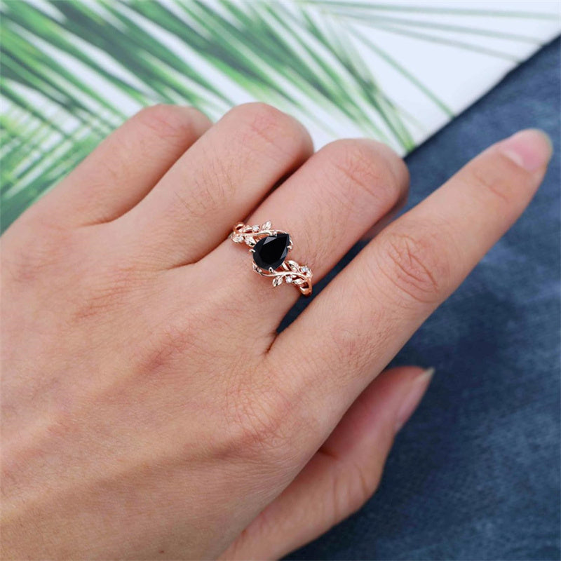 Sterling Silver 10K 14K 18K  Gold Pear Gemstone Vintage Engagement Wedding Promise Anniversary Ring